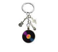 Porte-Clés Original, Disque Vinyl, Rétro, Tourne Disque, Platine Vinyle, 33T, 45T, Années 80, Années 70, Disco, Rock, Porte Clef pour Homme et Femme (Style 2)