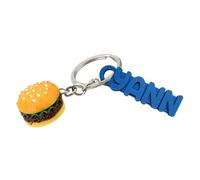 Porte-Clés Original, Hamburger, Fast Food, Personnalisable, pour Les Gros Gourmands, Porte Clef pour Homme ou Femme (Avec Prénom)