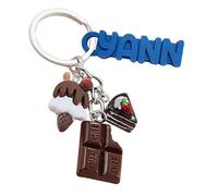 Porte-Clés Original, Personnalisable, Chocolat, Gourmands, Pâtisserie, Gâteaux, Cuisine, Porte Clef pour Homme et Femme (Style 1 avec Prénom)
