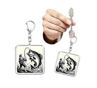 Porte-Clés Original, Porte Clef Pêche, Pêcheur, Poissons, Truite, Carpe, Brochet, Pêche à la Ligne, Personnalisable avec Prénom, Nature, Mer, Ruisseau (Style 8)
