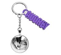 Porte-Clés Original, Porte-Clés Loups, Plusieurs Modèles au Choix, Couple, Amour, Forêt, Nature, Porte-Clés Animaux, Personnalisable, avec ou sans Prénom (Style 4 avec Prénom)