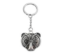 Porte-Clés Original, Tête d'Ours, Avec ou Sans Prénom, Personnalisable, Celte, Viking, Forêt, Nature, Bijou De Sac, Un Porte Clef Porte-Bonheur pour Homme et Femme (Sans Prénom)