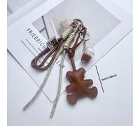 Porte-clés ours brun style coréen automne/hiver en corde tressée, raffiné top de gamme. Accessoire de sac original, pendentif, décoration pour sac à dos. Convient aux sacs à main, sacs à dos et clés. 