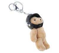 Porte-clés ours casqué doux à la mode, porte-clés à breloques en peluche, à élégant, jouet suspendu, ornement pour un usage quotidien, porte-clés en peluche douce