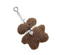Porte-clés ours en peluche avec collier de perles et pendentif animal pour téléphone portable, bagues élégantes pour femmes et enfants, bijoux de mariage, Couleur chocolat., taille unique