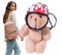 Porte-clés ours en peluche - Porte-clés animal avec ours en peluche avec chapeau de moto, ornement suspendu et accessoire de sac à dos en fourrure, idéal comme pendentif décoratif, D, verwijzen naar