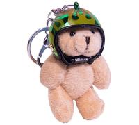 Porte-clés ours en peluche - Porte-clés animal avec ours en peluche avec chapeau de moto, ornement suspendu et accessoire de sac à dos en fourrure, idéal comme pendentif décoratif, C, verwijzen naar