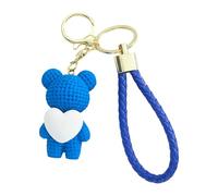 Porte-clés ours: mignon porte-clés en résine, pendentif de bracelet d'ours, cœur 3D, mini décoratif, accessoire durable | Sac à dos suspendu pour filles, garçons, femmes, faveur de la fête, bleu