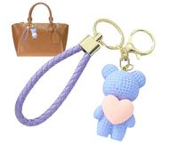 Porte-clés ours: mignon porte-clés en résine, pendentif de bracelet d'ours, cœur 3D, mini décoratif, accessoire durable | Sac à dos suspendu pour filles, garçons, femmes, faveur de la fête, Bleu
