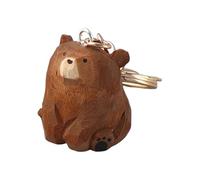 Porte-clés ours sculpté - Porte-clés en bois en forme d'animal - Joli accessoire de sac à dos, motif ours fabriqué à la main, décoration de sac d'école, cadeau élégant pour enfant, breloque adaptée à