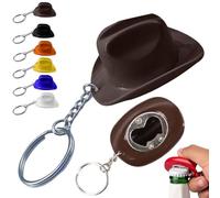 Porte-clés Ouvre-bouteille De Style Texas Avec Chapeau Cowboy, Ouvre-bouchon Bière En Forme Fer à Cheval Mental Occidental, Décoration Portable Rustique Cheval, Pour Cadeaux Fête Hommes(1*BROWN)