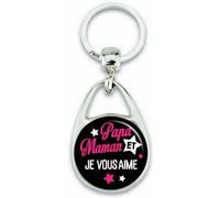 Porte clés Papa et Maman je vous aime noir