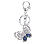 Porte-clés papillon en alliage de zinc strass étincelant pour sac de dame intérieur de voiture