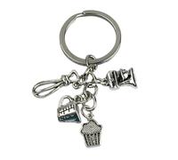 Porte-clés pâtisserie - Porte-clés à pâtisserie avec fouet à main, tasse à mesurer, cupcake ou cupcake et pétrisseur - Accessoire de clés amoureux de la pâtisserie... - Porte-clés unisexe homme et