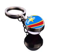 Porte-Clés Patriotique Représentant De La République Démocratique Du Congo, Pendentif En Boule De Verre Double Face, Pendentif Drapeau De Pays Africain, Porte-Clés En Corde Souvenir, Porte-C