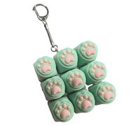 Porte-Clés Patte de Chat Squishy Anti-Stress Lumineux avec Lampe à Pression, Fidget Toys Son de Frappe, Balle Anti-Stress pour Sac à Dos, Porte-Monnaie ou Clés, Cadeau Anti-Stress (Green)