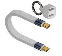 Porte-clés PD 240 W - Câble USB C - 40 Gbps - Type C mâle vers mâle - Prise en charge de l'affichage vidéo 8K @ 60 Hz - OTG, Thunderbolt 3/4 - Pour disque dur, Power Bank, MacBook (13 cm) (blanc)