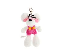 Porte-clés peluche Diddl en salopette rose 15 cm