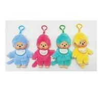 Porte-clés Peluche Mini - BANDAI - Monchhichi - Couleur aléatoire bleu clair, rose, sarcelle, jaune