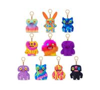 Porte-clés peluche ZURU Fuggler 13 cm fourrure longue dents moulées Jaune/Rose/Orange