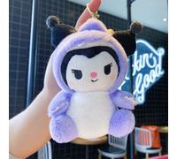 Porte-Clés Pendentif Mignon De Poupée Japonaise Trois Oiseaux En Peluche Avec Accessoires Pour Sac À Dos Et Fournitures Souris Télécommandé Couleur Dinosaurie Trois Oiseaux Violet