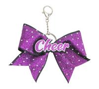 Porte-clés pendentif nœud papillon en alliage de tissu, construction robuste, accessoire de e transport quotidien pour les amateurs de mode, accessoire décoratif étincelant, pom-pom girl unique