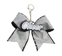 Porte-clés pendentif nœud papillon en alliage de tissu, construction robuste, accessoire de e transport quotidien pour les amateurs de mode, accessoire décoratif étincelant, pom-pom girl unique