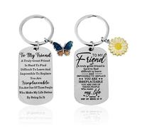 Porte-Clés Pendentif Papillon 2 Pièces, Porte-Clés D'Amitié, Porte-Clés Gravé en Acier Inoxydable, Porte-Clés Cadeau