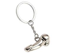 Porte-clés pénis - Maillon en métal argenté - Pendentif en forme de pénis - Phallus Willy Petits testicules - Article de farce érotique - Idée cadeau pour enterrement de vie de jeune fille - Clé