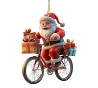 Porte-clés Père Noël sur un vélo pour livrer des cadeaux Père Noël assis sur le canapé Décoration de Noël avec porte-clés Décoration de sapin de Noël Pendentif plat en acrylique