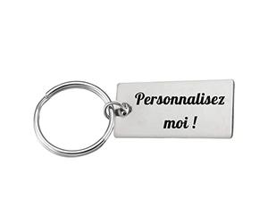 Porte-clés Personnalisable Gravure Laser plaque rectangulaire Cadeau Original Unique Personnalisé Prénom 2 Lignes Message Acier Inoxydable Fête Anniversaire Identité Date Citation Texte