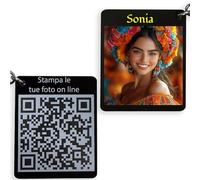 Porte-clés personnalisé avec code QR et code à barres des deux côtés | plaque signalétique persolisable avec photo, lien, informations contact - utilisable comme plaque d'identification pour chien,