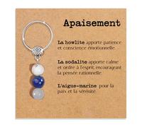 Porte-clés Personnalisé avec Cristaux Naturels, Idée Cadeau Nouveaux Départs, Guérison Cadeaux pour lui Homme pour elle Femme Cristal Thérapeutique avec Délicate Dédiée (Apaisement)