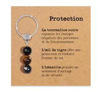 Porte-clés Personnalisé avec Cristaux Naturels, Idée Cadeau Nouveaux Départs, Guérison Cadeaux pour lui Homme pour elle Femme Cristal Thérapeutique avec Délicate Dédiée (Protection)