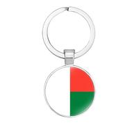 Porte-Clés Personnalisé Avec Drapeau De Madagascar - Pendentif En Verre Convexe Imprimé Drapeau De Style Ethnique Porte-Clés Étiquette De Bagage Tirette De Sac Anneau Porte-Clés Accessoire Bl