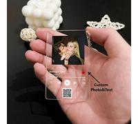 Porte-clés personnalisé avec photo et code QR d'album de chanson - Porte-clés musique pour petit ami, petite amie, Saint-Valentin. Porte-clés personnalisé avec photo, porte-clés d'amitié Animal,Cartoo