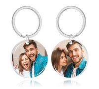 Porte-clés personnalisé avec photo et gravure laser - Cadeau unique pour homme, petit ami ou famille - Anneau circulaire doté d'un message affectueux,Portes-clés de bénédiction aux textes sur mesure