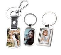 Porte-clés personnalisé avec photo | Porte-clés personnalisés | Breloques pour clés de voiture | Souvenirs d'idoles | Cadeaux photo | Souvenirs photo | Porte-clés photo.(Rectangulaire)