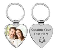 Porte-clés Personnalisé avec Photo & Texte - Cadeaux Personnalisés pour Homme et Femme sur fête des pères, fête des mères, Noël, La Saint Valentin, Anniversaire (Coeur)