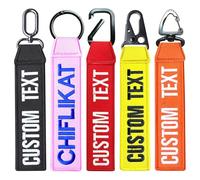 Porte-Clés Personnalisé Broderie, Personnalisée étiquette Porte-clés Double Face Avec Nom et Numéro, étiquettes pour clés de Moto, Voiture, Scooter, Sac à Bagages