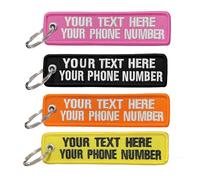 Porte-clés personnalisé, chaîne de clés personnalisée,numéro brodé personnalisé accessoires de bague de clé de tag de clés pour motos, scooters, voitures et cadeaux (Porte-clés-2line)