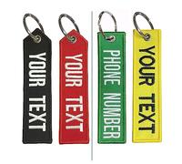 Porte-clés personnalisé, chaîne de clés personnalisée,numéro brodé personnalisé accessoires de bague de clé de tag de clés pour motos, scooters, voitures et cadeaux (Porte-clés- A)