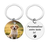 Porte-Clés Personnalisé Double Face | Photo Animal de Compagnie des 2 Côtés ou Photo + Texte | Cadeau Souvenir Unique | Impression UV Couleurs Vives Durable