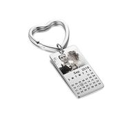 Porte-clés Personnalisé en Acier inoxydable avec Photo Calendrier Porte-clés pour Couple Cadeau pour Hommes Femmes Cadeau pour Saint-Valentin d'anniversaire (C)
