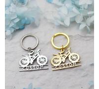 Porte-clés personnalisé en acier inoxydable pour vélo - design de vélo de montagne avec nom personnalisé, porte-clés en acier inoxydable durable et à la mode, accessoires de vélo Acier inoxydable