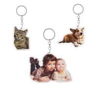 Porte-clés personnalisé en acrylique avec photo de chien et chat, cadeau personnalisé pour mari, femme, bébé, anniversaire, fête des pères, mariage (15CM)