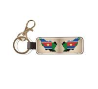 Porte-clés personnalisé en cuir PU avec motif carte du Soudan du Sud avec étoiles jaunes - Porte-clés universel pour homme et femme