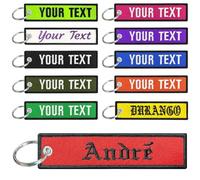 Porte-clés Personnalisé, Étiquette de Bagage Double Face Broderie Prénom | 12,5 x 3,2 cm, Porte clef moto brodé avec texte, Accessoires pour clés de voiture vélo maison, Cadeau original couple