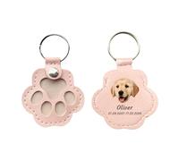 Porte-clés personnalisé photo et prénom en poils de chien, accessoire souvenir unique pour propriétaire de chien Porte-clefs porte-bonheur en forme patte et cuir, cadeau pour sac à main porte-clés