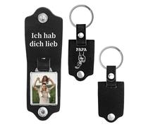 Porte-clés Personnalisé pour Homme, Cadeau de Fête des Pères, Porte-Clés pour Papa, Porte-Clés Personnalisé avec Photo du Nom Papa je t'aime, Porte-Clés de Voiture en Cuir pour Homme